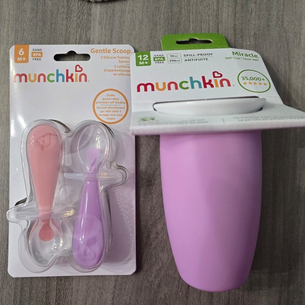 Munchkin Sippy Cup & Spoon Bundle Pink/Purple